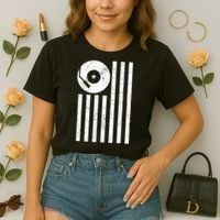 Dj Deejay Disk Jockey Turntable American Flag Djing  Comfort Colors Boxy T-Shirt thumb 2