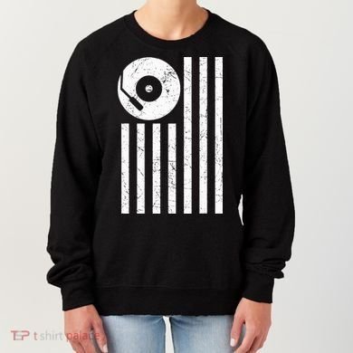 Dj Deejay Disk Jockey Turntable American Flag Djing  Women's Sweatshirt