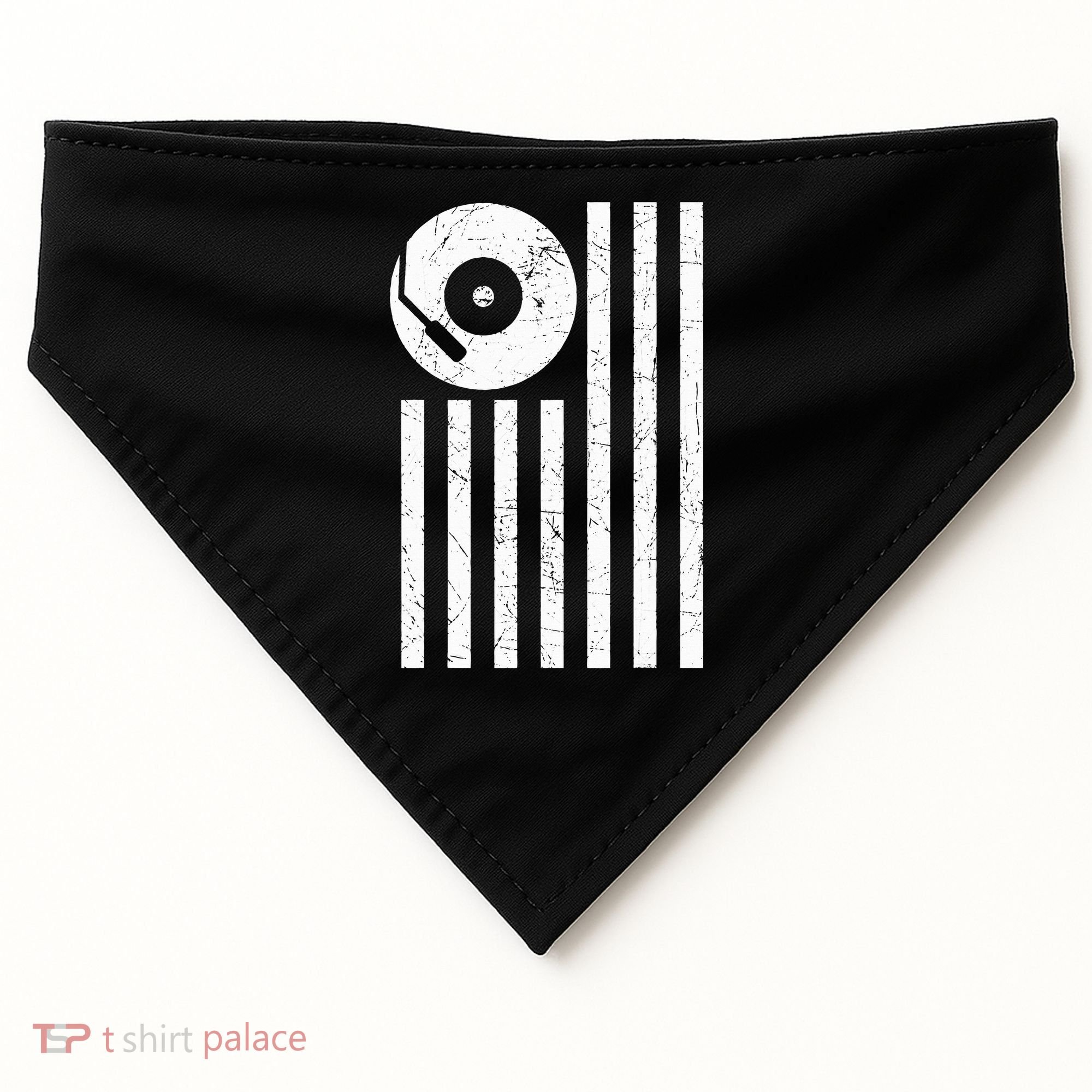 Dj Deejay Disk Jockey Turntable American Flag Djing  USA-Made Doggie Bandana
