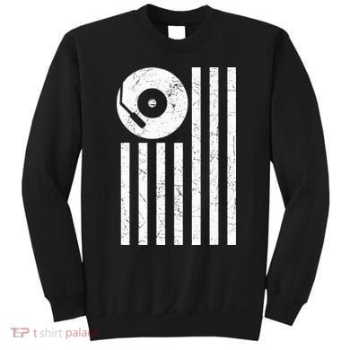 Dj Deejay Disk Jockey Turntable American Flag Djing  Sweatshirt