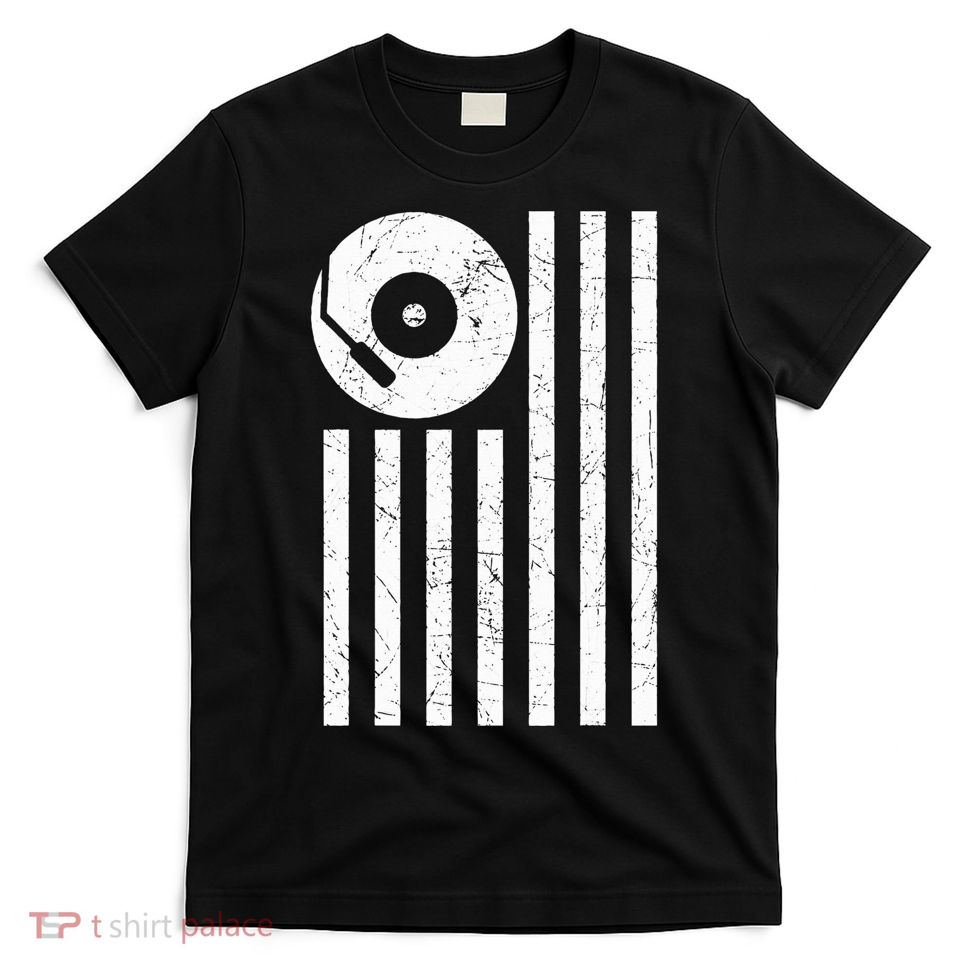 Dj Deejay Disk Jockey Turntable American Flag Djing  T-Shirt