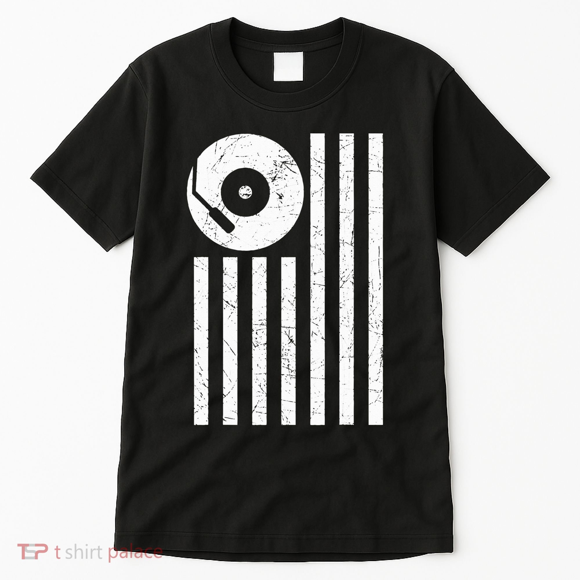 Dj Deejay Disk Jockey Turntable American Flag Djing  Tall T-Shirt