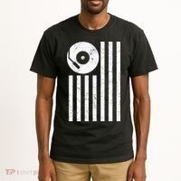 Dj Deejay Disk Jockey Turntable American Flag Djing  Tall T-Shirt thumb 2