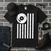 Dj Deejay Disk Jockey Turntable American Flag Djing  Tall T-Shirt thumb 3