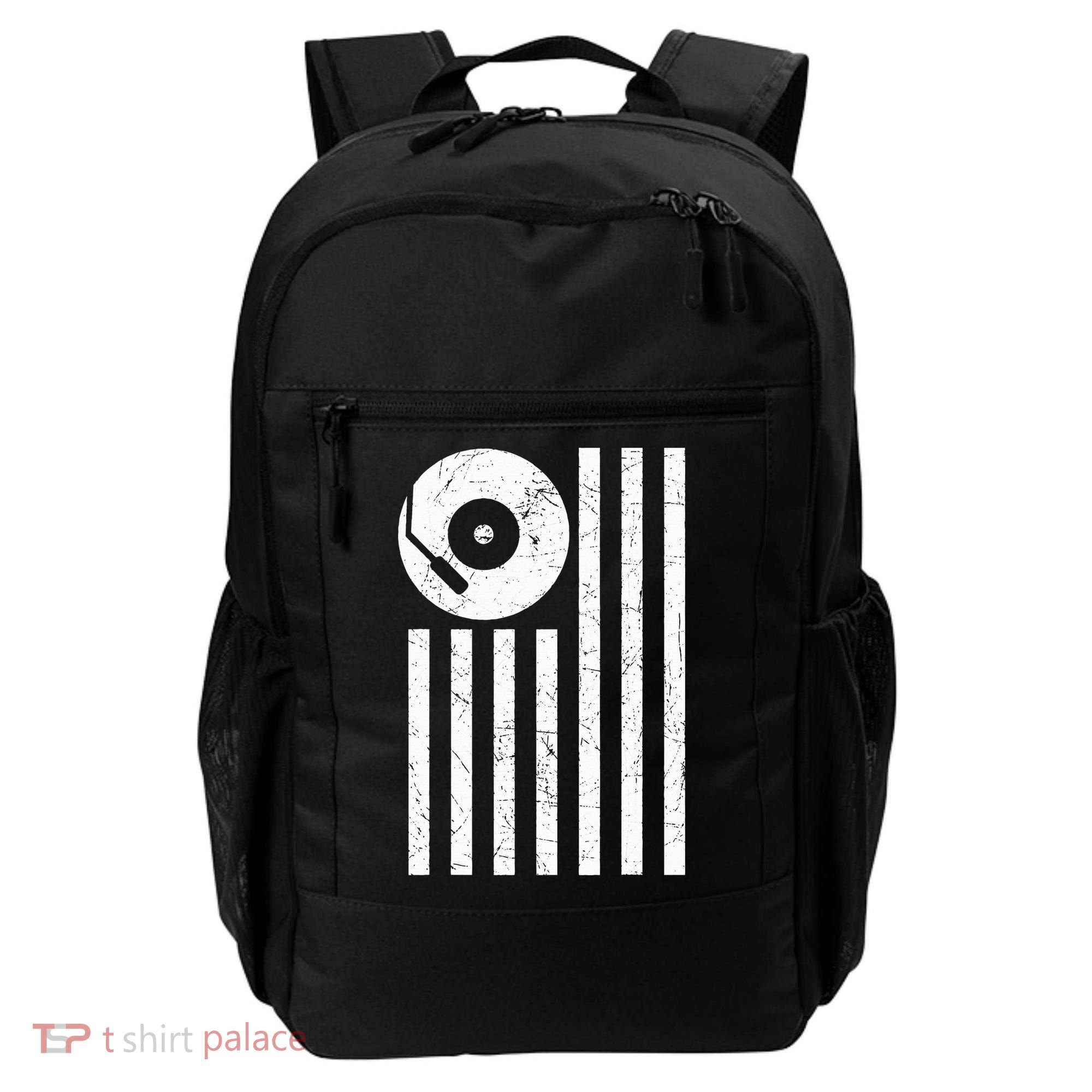 Dj Deejay Disk Jockey Turntable American Flag Djing  Backpack