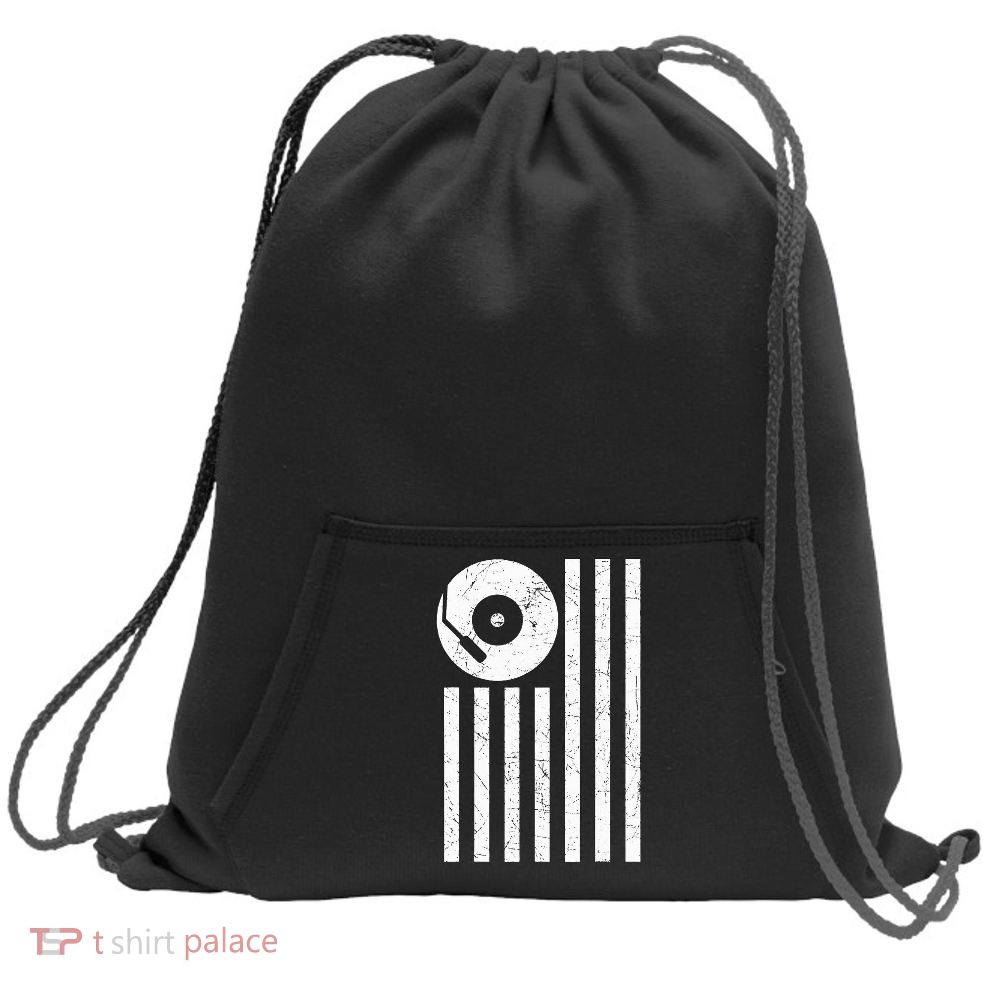 Dj Deejay Disk Jockey Turntable American Flag Djing  Sweatshirt Cinch Pack Bag