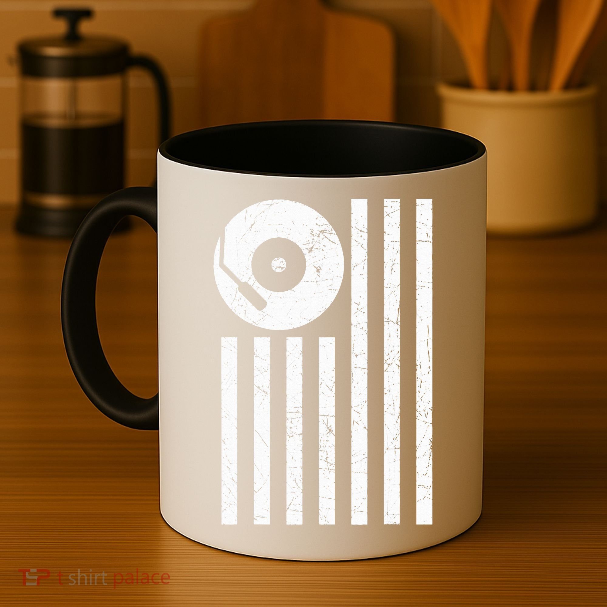 Dj Deejay Disk Jockey Turntable American Flag Djing  Coffee Mug