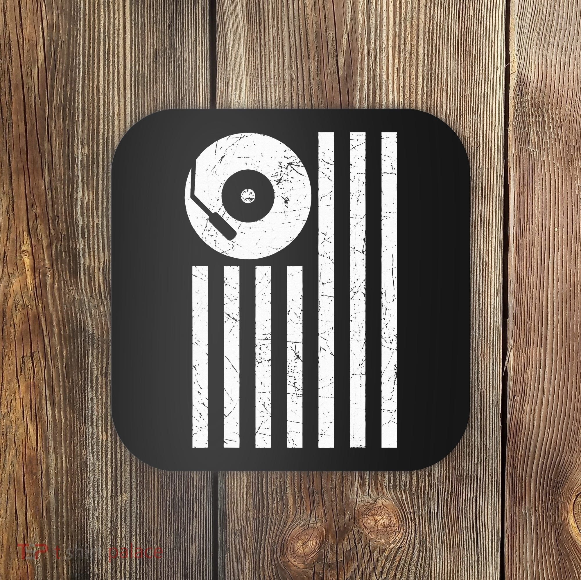 Dj Deejay Disk Jockey Turntable American Flag Djing  Coaster