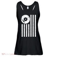Dj Deejay Disk Jockey Turntable American Flag Djing  Ladies Essential Flowy Tank thumb 0