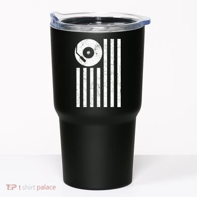 Dj Deejay Disk Jockey Turntable American Flag Djing  Tumbler