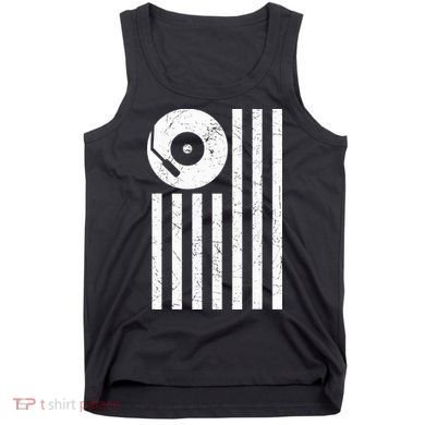 Dj Deejay Disk Jockey Turntable American Flag Djing  Tank Top