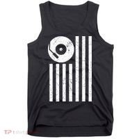Dj Deejay Disk Jockey Turntable American Flag Djing  Tank Top thumb 0