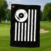 Dj Deejay Disk Jockey Turntable American Flag Djing  Golf Towel thumb 1
