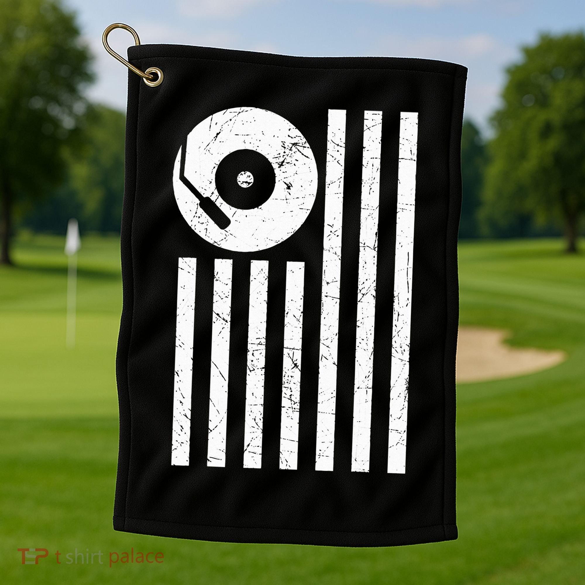 Dj Deejay Disk Jockey Turntable American Flag Djing  Golf Towel