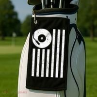 Dj Deejay Disk Jockey Turntable American Flag Djing  Golf Towel thumb 2