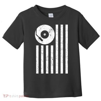 Dj Deejay Disk Jockey Turntable American Flag Djing  Toddler T-Shirt