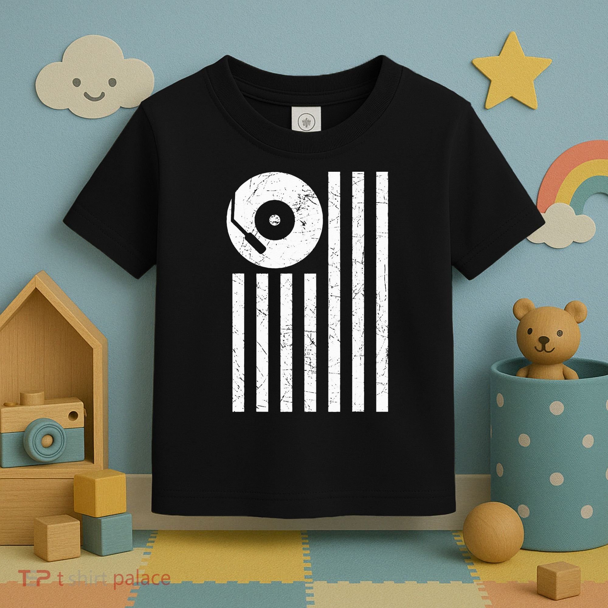 Dj Deejay Disk Jockey Turntable American Flag Djing  Toddler T-Shirt