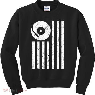 Dj Deejay Disk Jockey Turntable American Flag Djing  Kids Sweatshirt