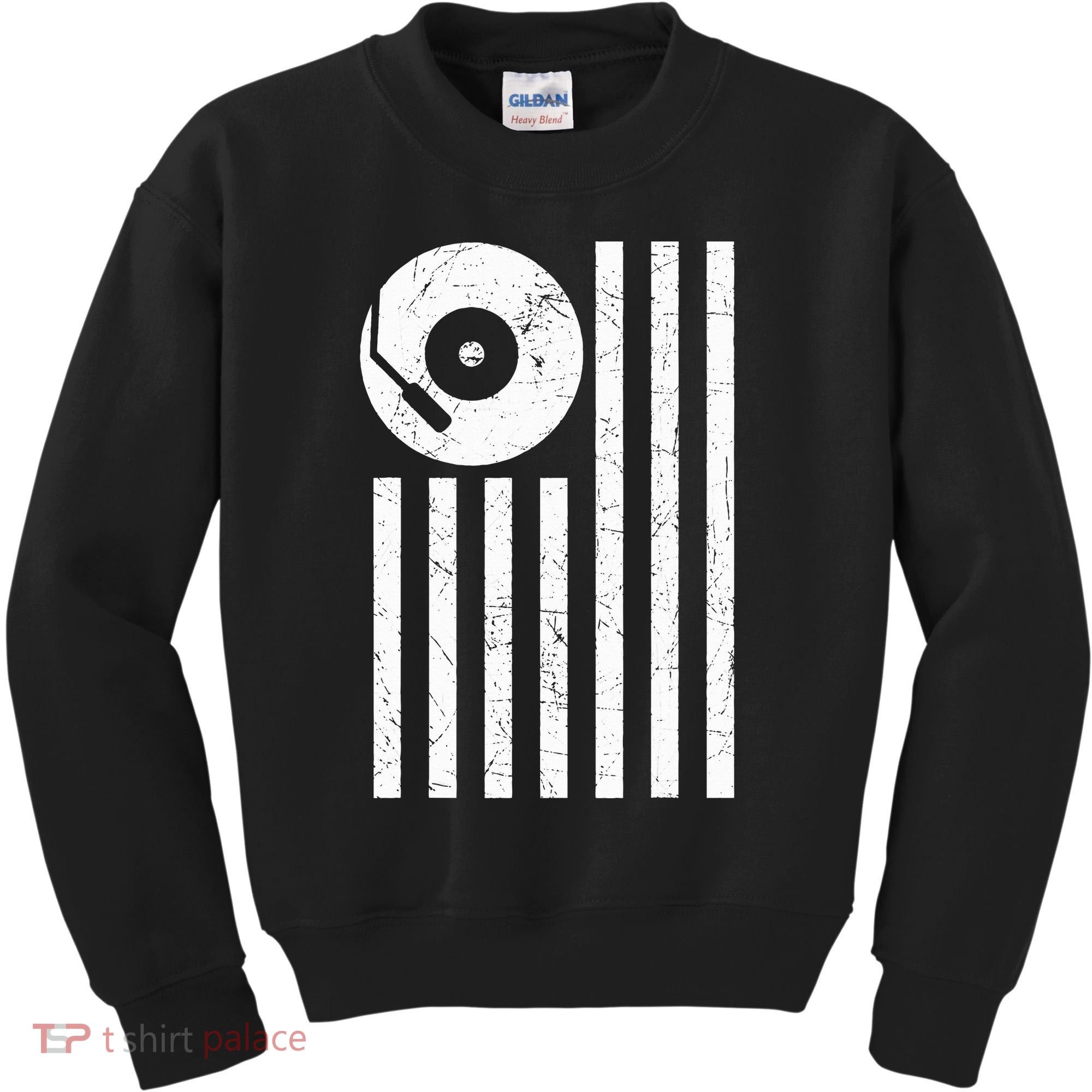 Dj Deejay Disk Jockey Turntable American Flag Djing  Kids Sweatshirt