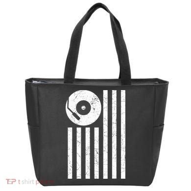 Dj Deejay Disk Jockey Turntable American Flag Djing  Tote Bag