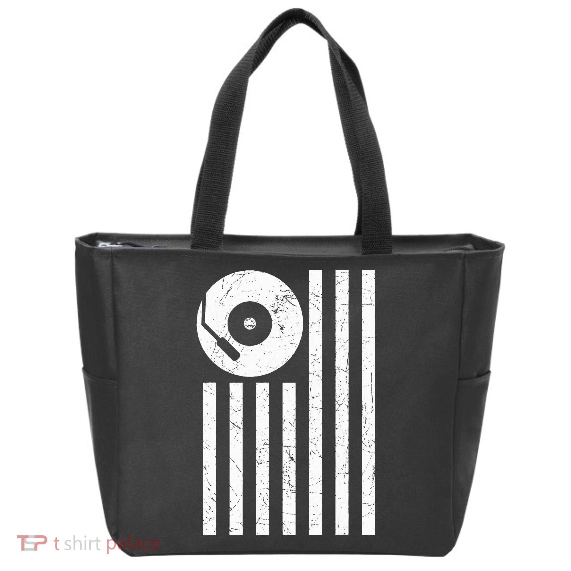 Dj Deejay Disk Jockey Turntable American Flag Djing  Tote Bag