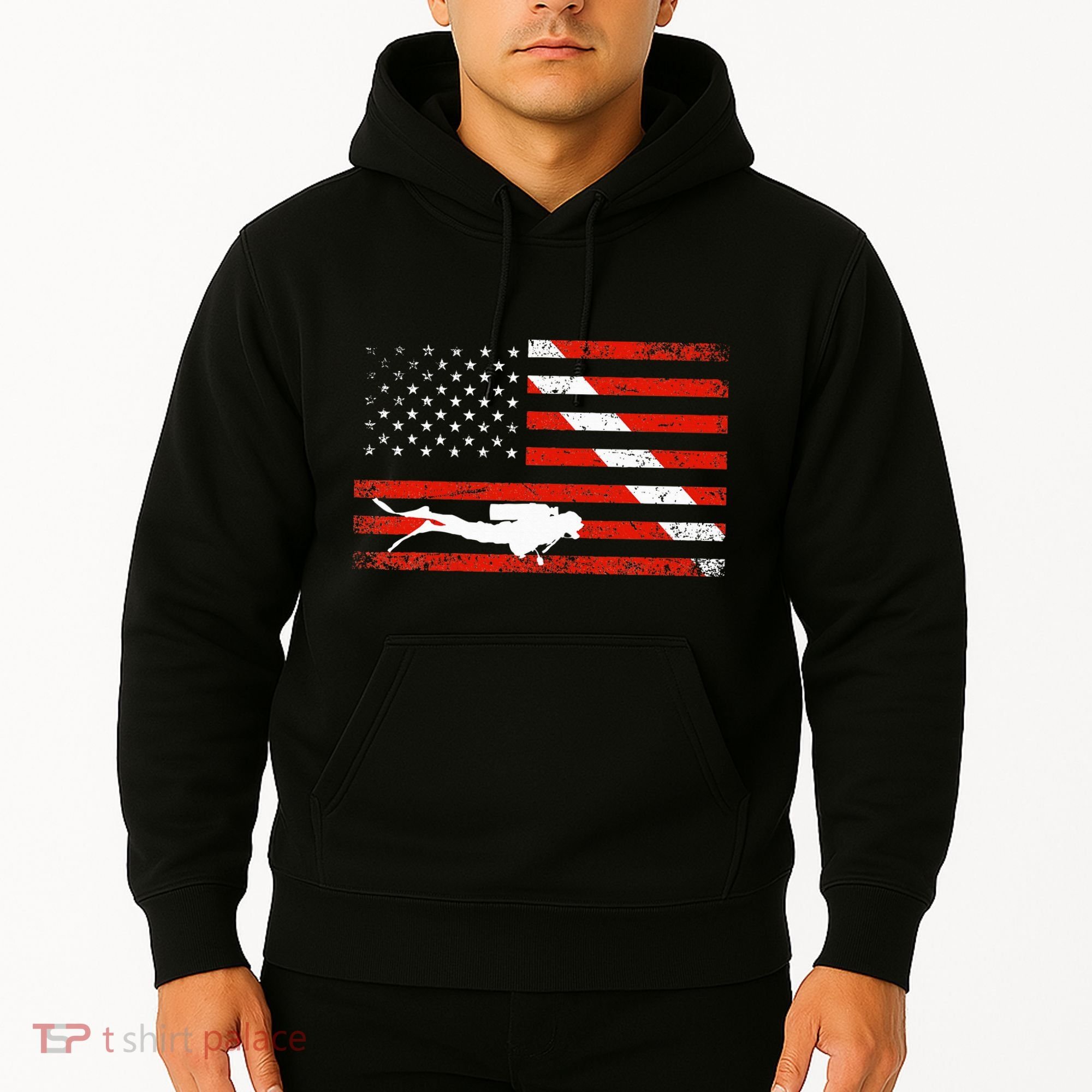 Diver Down Dive Flag Scuba Diving American Flag Hoodie