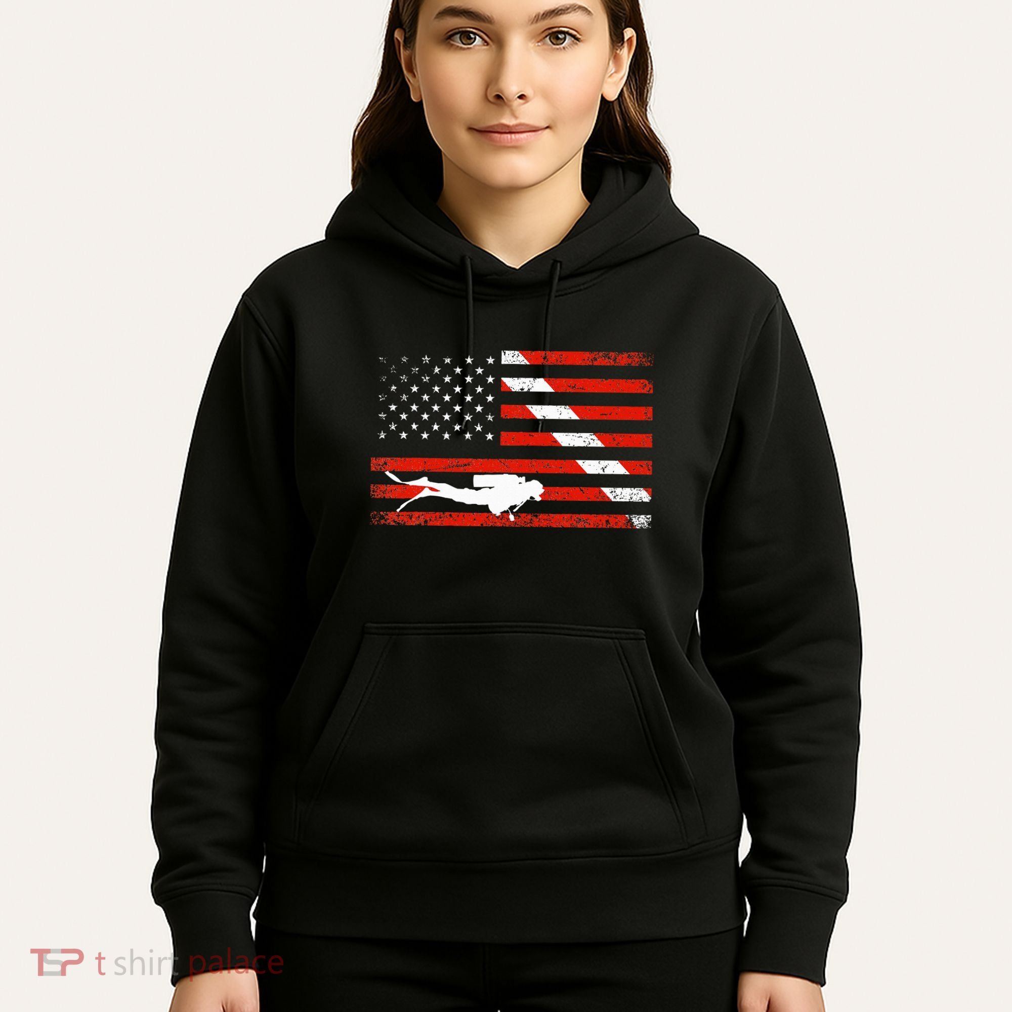 Diver Down Dive Flag Scuba Diving American Flag Hoodie