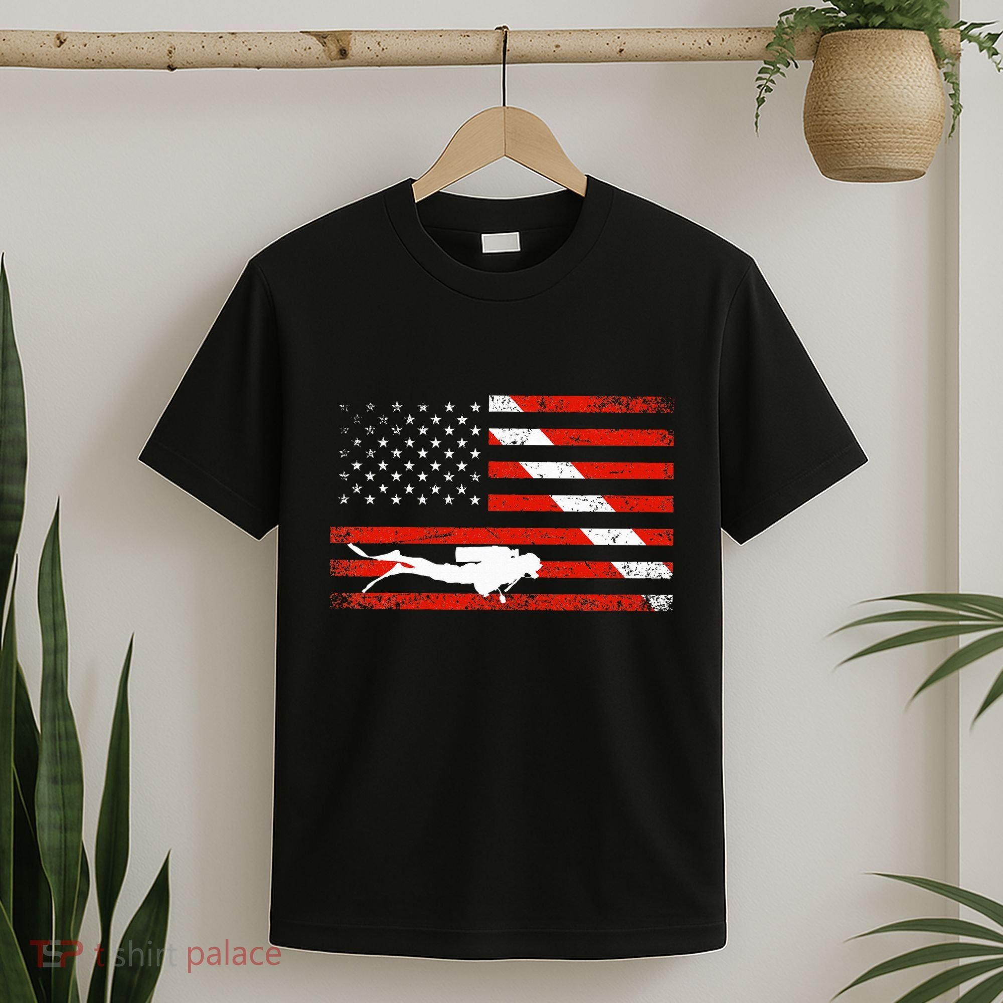 Diver Down Dive Flag Scuba Diving American Flag T-Shirt