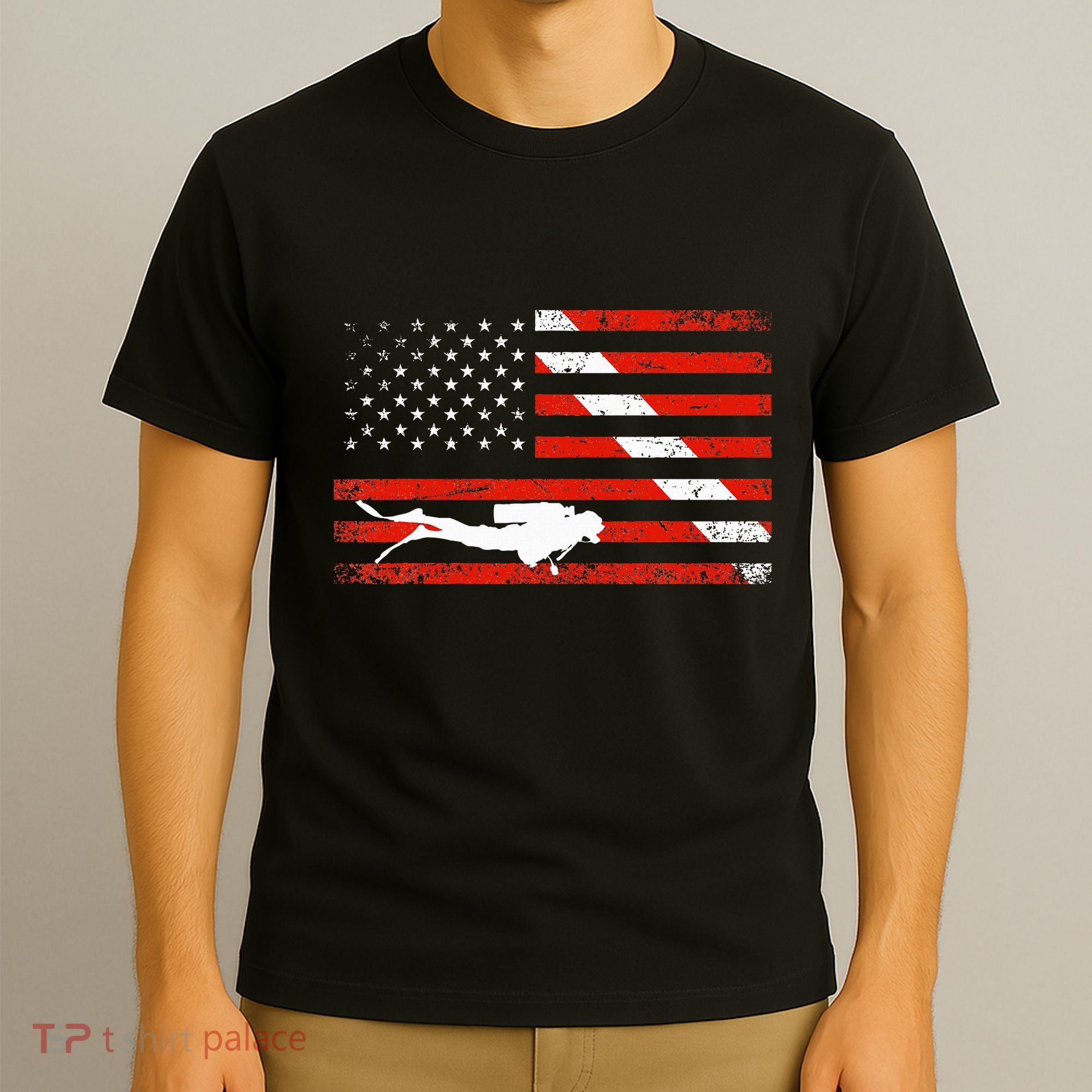 Diver Down Dive Flag Scuba Diving American Flag T-Shirt