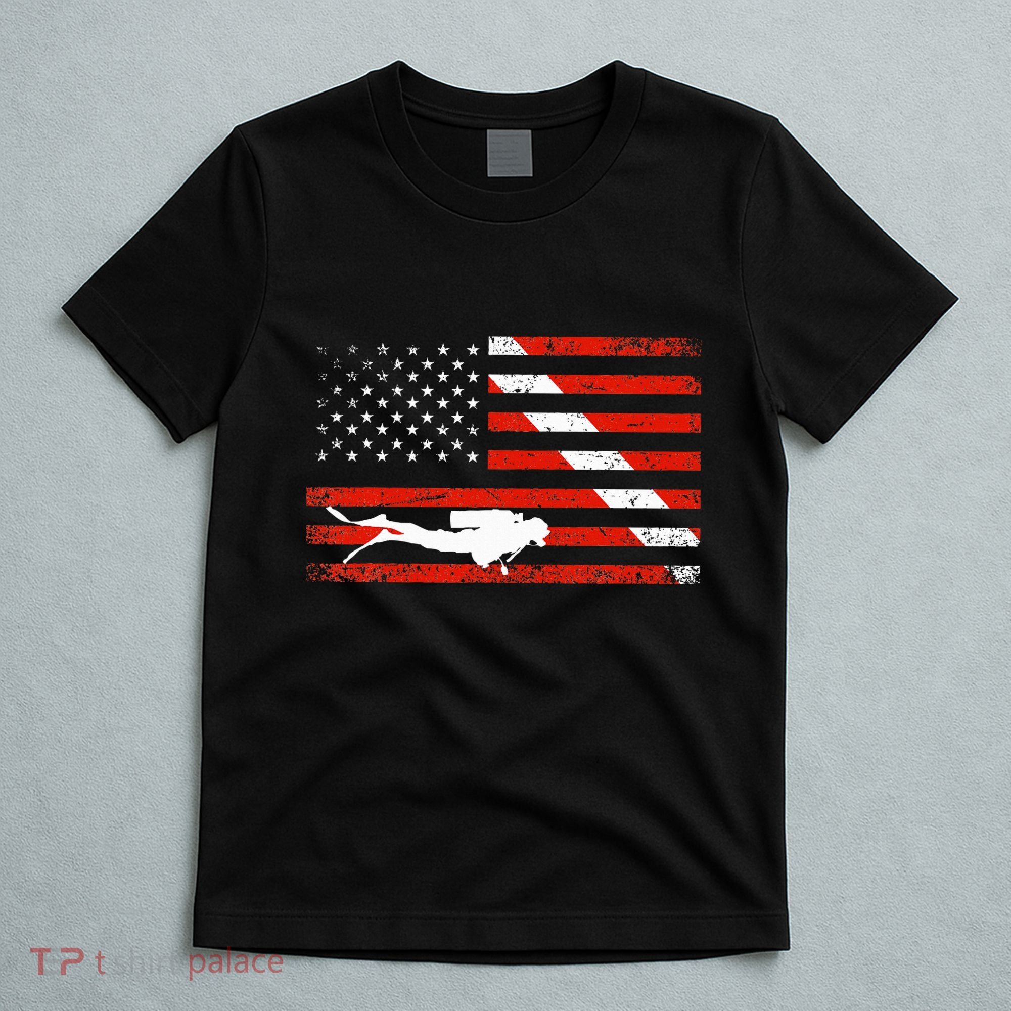 Diver Down Dive Flag Scuba Diving American Flag T-Shirt