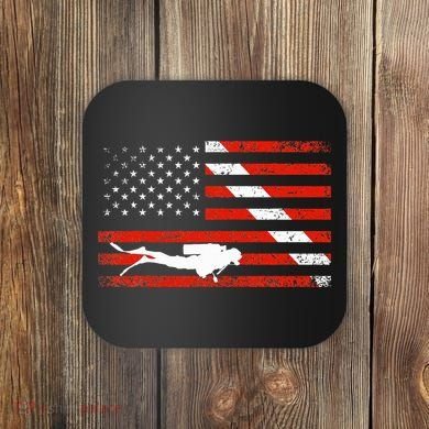 Diver Down Dive Flag Scuba Diving American Flag Coaster