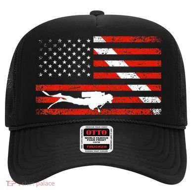 Diver Down Dive Flag Scuba Diving American Flag Hat