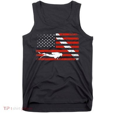 Diver Down Dive Flag Scuba Diving American Flag Tank Top