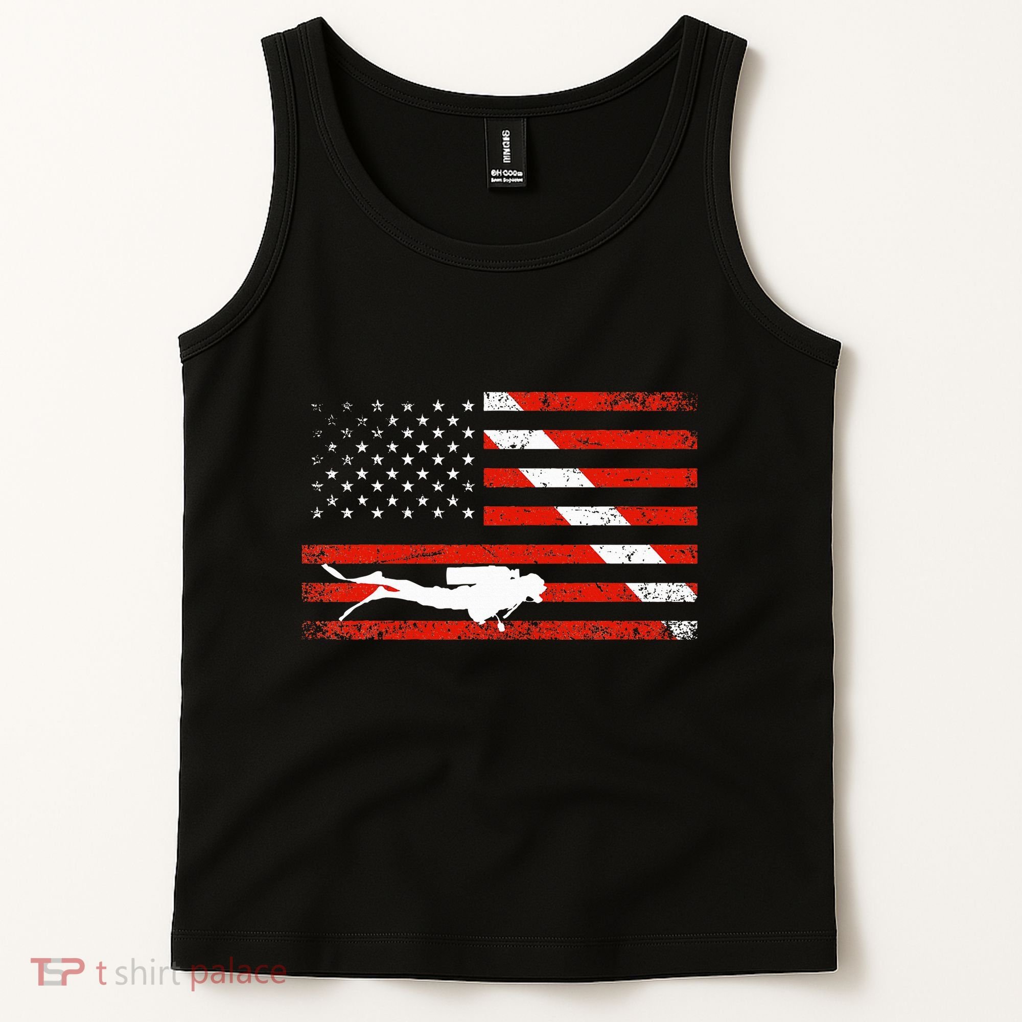 Diver Down Dive Flag Scuba Diving American Flag Tank Top