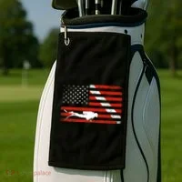 Diver Down Dive Flag Scuba Diving American Flag Golf Towel thumb 2