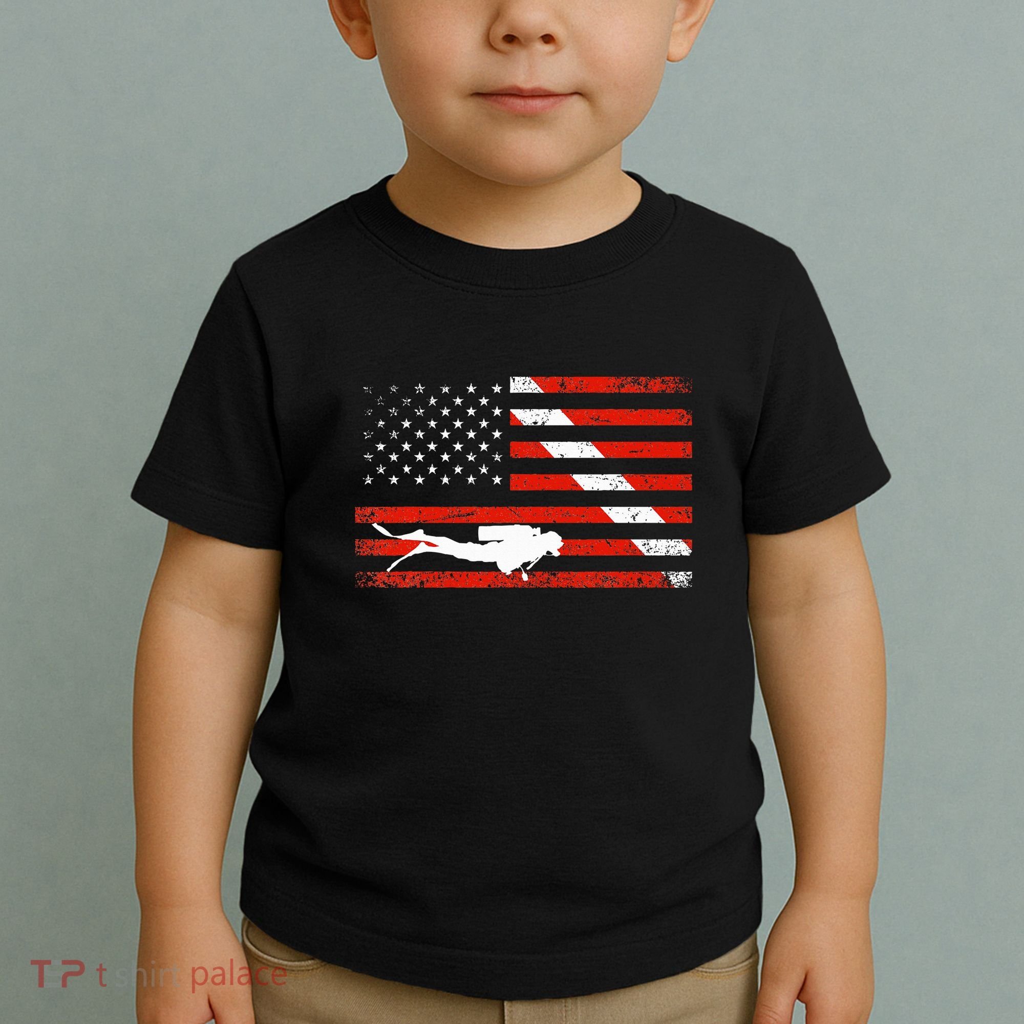 Diver Down Dive Flag Scuba Diving American Flag Toddler T-Shirt