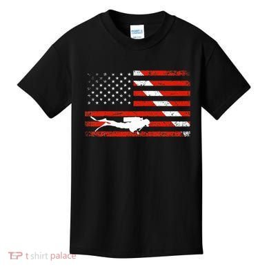 Diver Down Dive Flag Scuba Diving American Flag Kids T-Shirt