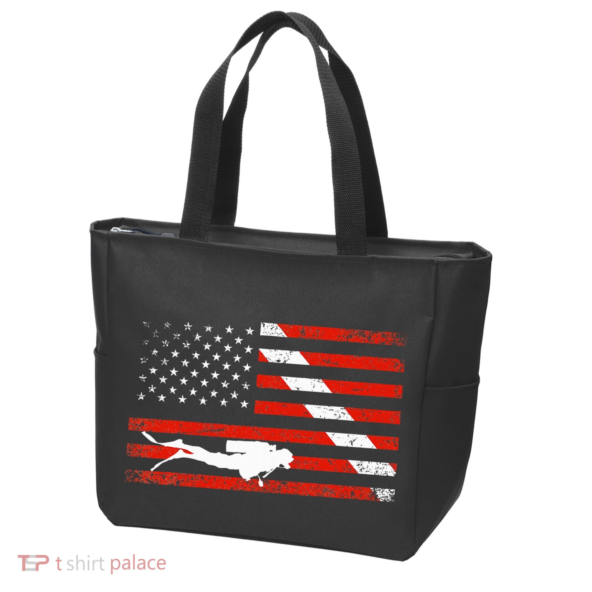 Diver Down Dive Flag Scuba Diving American Flag Tote Bag