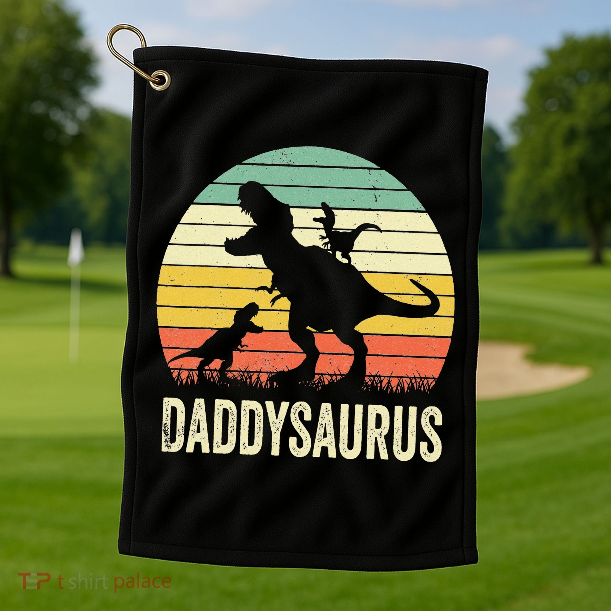 Daddy Dinosaur Daddysaurus 2 Father's Day Gift For Dad Golf Towel