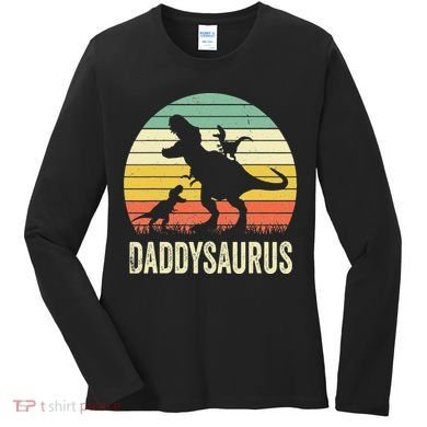 Daddy Dinosaur Daddysaurus 2 Father's Day Gift For Dad Women's Long Sleeve Shirt