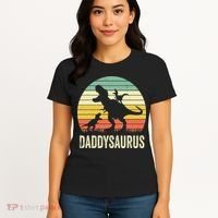 Daddy Dinosaur Daddysaurus 2 Father's Day Gift For Dad Women's T-Shirt thumb 4