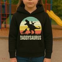 Daddy Dinosaur Daddysaurus 2 Father's Day Gift For Dad Kids Hoodie thumb 3