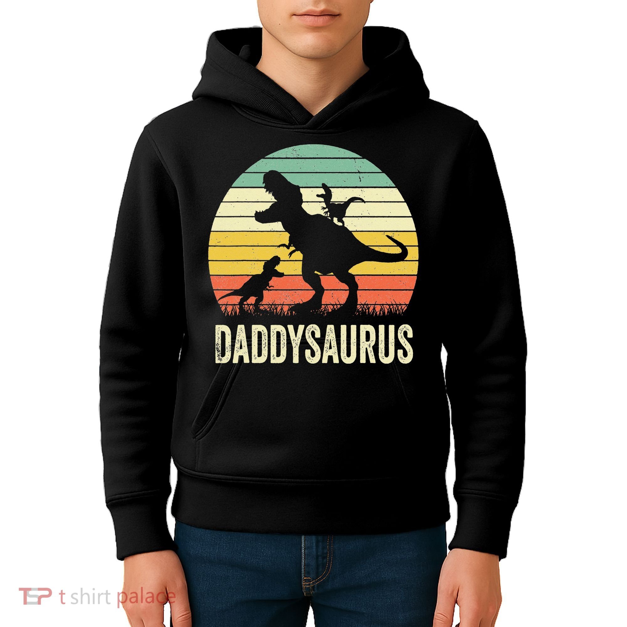 Daddy Dinosaur Daddysaurus 2 Father's Day Gift For Dad Kids Hoodie