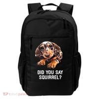 Dapple Dachshund Did You Say Squirrel Hooded Gift Backpack thumb 0