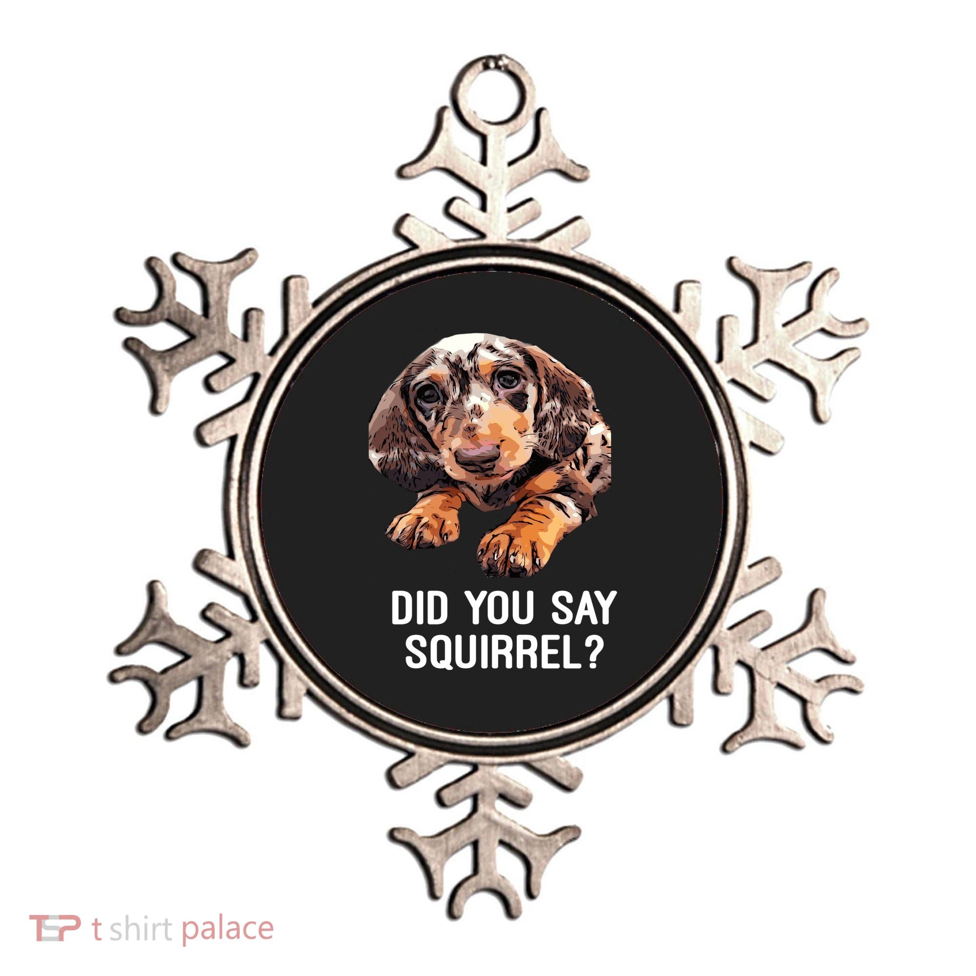 Dapple Dachshund Did You Say Squirrel Hooded Gift Ornament