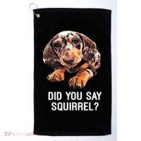 Dapple Dachshund Did You Say Squirrel Hooded Gift Golf Towel thumb 0