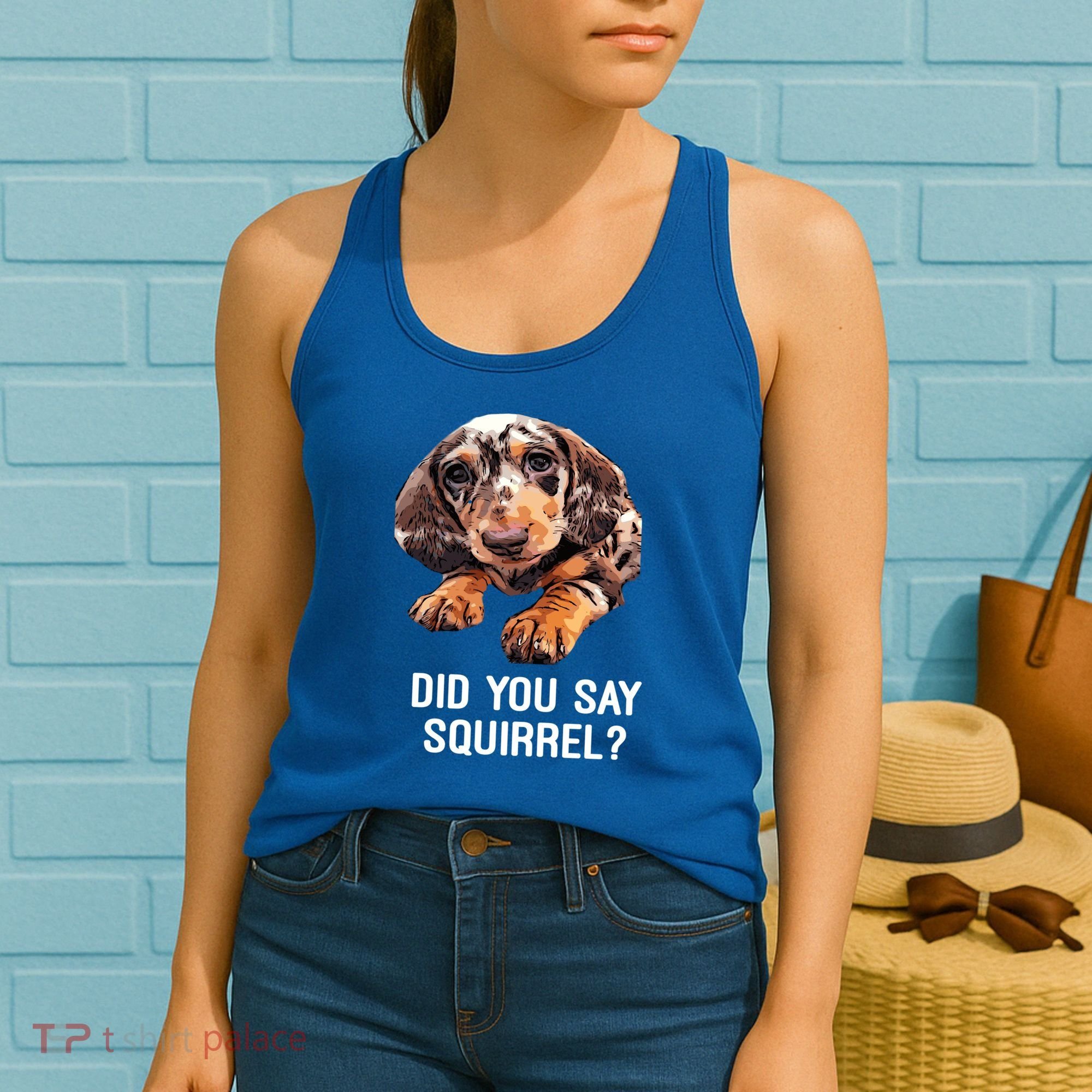 Dapple Dachshund Did You Say Squirrel Hooded Gift Women's Tank Top