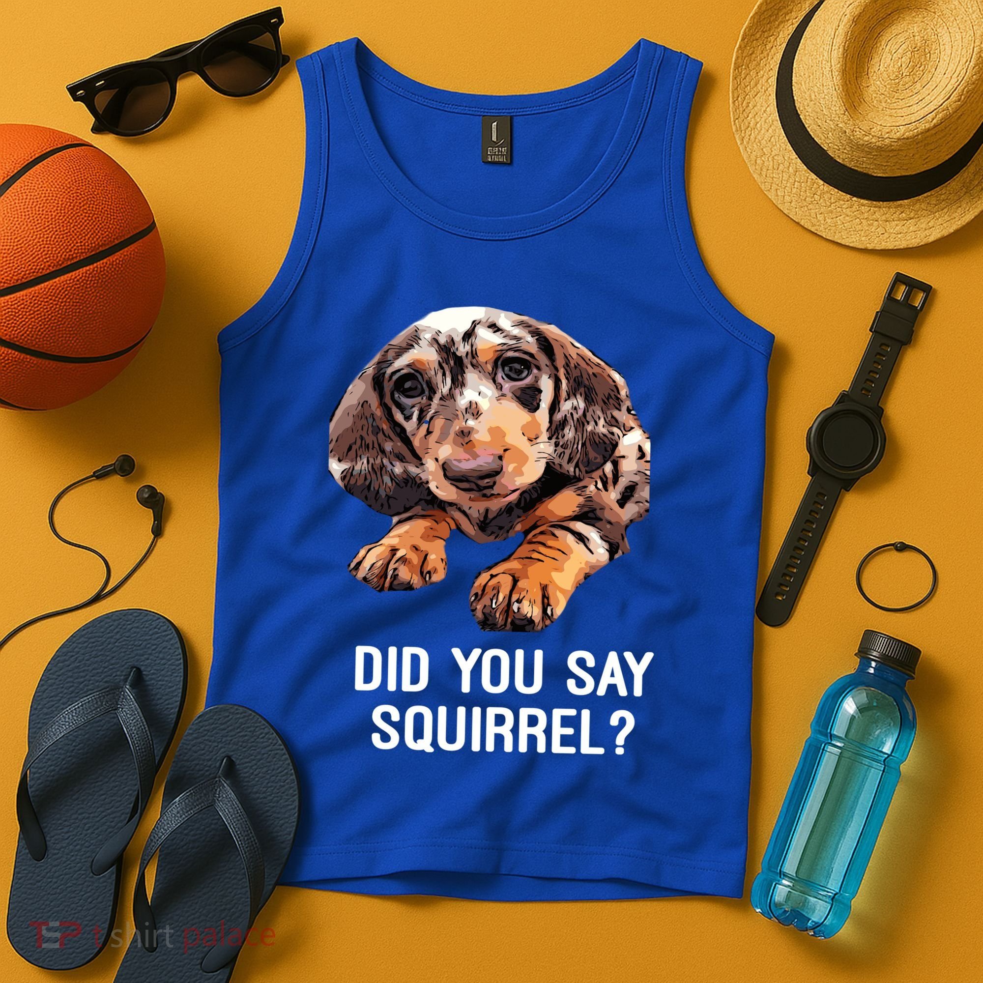 Dapple Dachshund Did You Say Squirrel Hooded Gift Tank Top