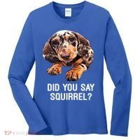 Dapple Dachshund Did You Say Squirrel Hooded Gift Women's Long Sleeve Shirt thumb 0