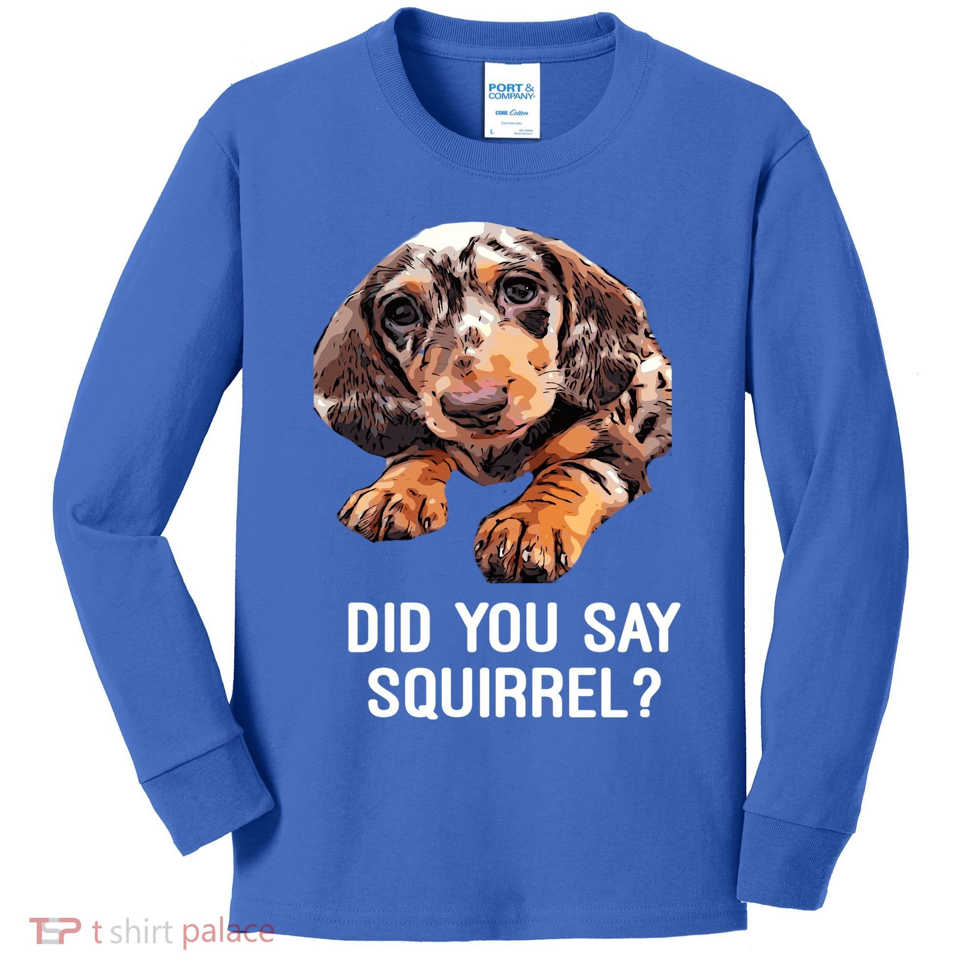 Dapple Dachshund Did You Say Squirrel Hooded Gift Kids Long Sleeve Shirt